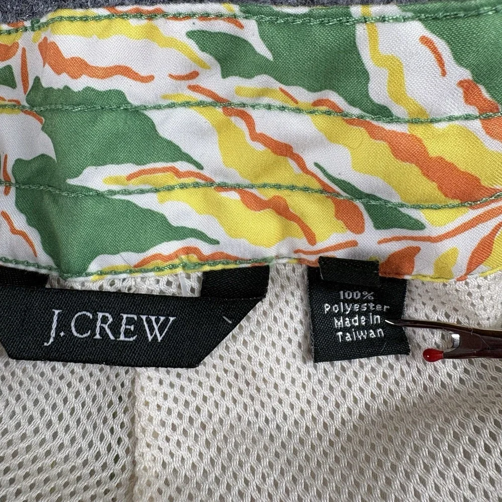 J.Crew Board Shorts Men's 36 Green Tropical Leaf Print Swim Trunks Preppy Beach